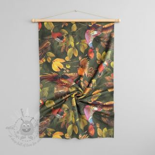 Dekorativna tkanina VELVET Pheasant Forest Leaf