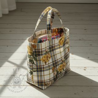 Dekorativna tkanina Linenlook Classic Peony Check digital print