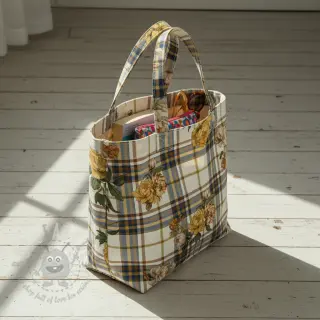Dekorativna tkanina Linenlook Classic Peony Check digital print