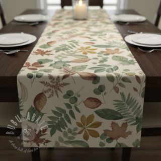 Dekorativna tkanina premium Linenlook Coloured Leaf Mix digital print