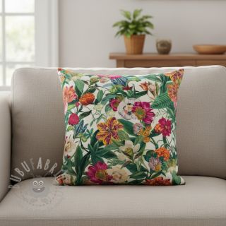 Dekorativna tkanina premium Linenlook Flashy Floral Party digital print