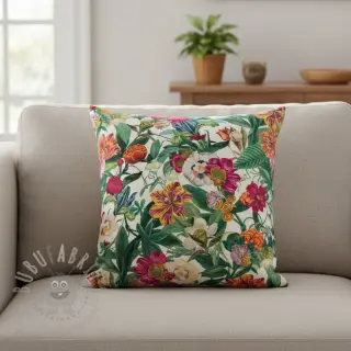 Dekorativna tkanina premium Linenlook Flashy Floral Party digital print