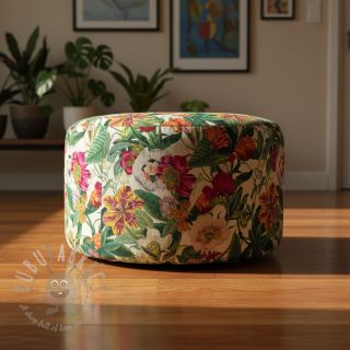 Dekorativna tkanina premium Linenlook Flashy Floral Party digital print