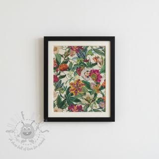 Dekorativna tkanina premium Linenlook Flashy Floral Party digital print