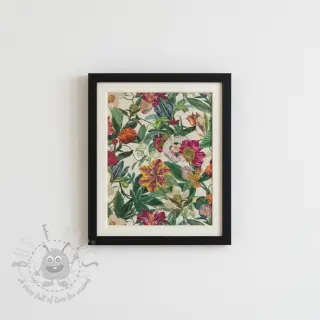 Dekorativna tkanina premium Linenlook Flashy Floral Party digital print