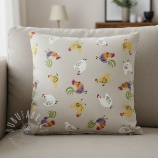 Dekorativna tkanina Linenlook Rooster And Chick