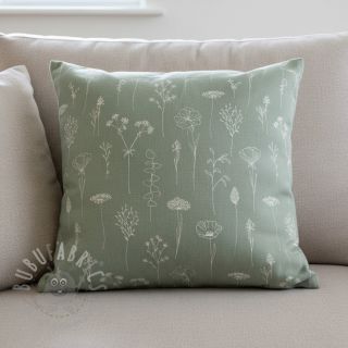 Dekorativna tkanina Linenlook Fine Fragile Flower old green