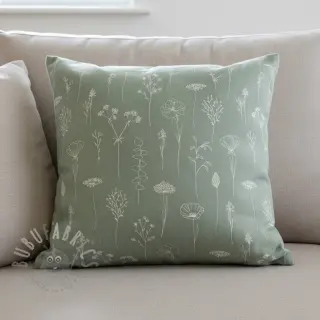 Dekorativna tkanina Linenlook Fine Fragile Flower old green