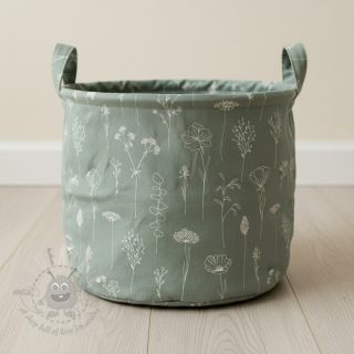 Dekorativna tkanina Linenlook Fine Fragile Flower old green