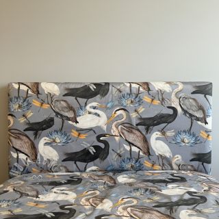 Dekorativna tkanina VELVET Heron bird steel grey