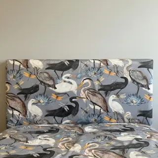 Dekorativna tkanina VELVET Heron bird steel grey