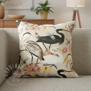 Dekorativna tkanina VELVET Heron bird camel