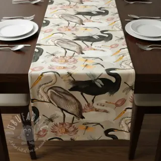 Dekorativna tkanina VELVET Heron bird camel