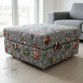 Dekorativna tkanina Vegan black check digital print