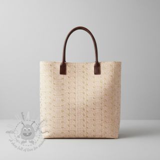 Dekorativna tkanina Linenlook Art deco cubes rose metallic premium