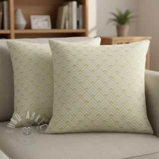 Dekorativna tkanina Linenlook Art deco cubes mint metallic premium