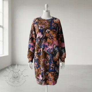 Triko Flowers Mici brown digital print