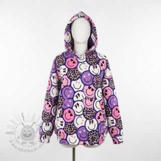 Triko Happy faces purple digital print