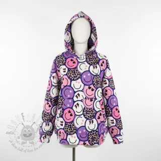 Triko Happy faces purple digital print