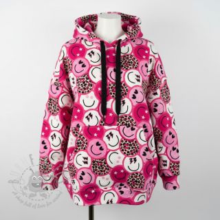 Triko Happy faces pink digital print