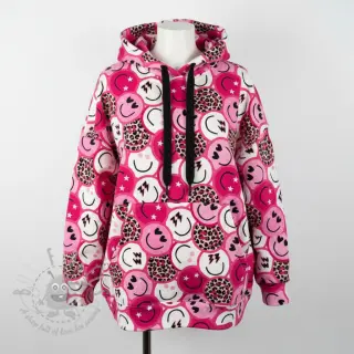 Triko Happy faces pink digital print