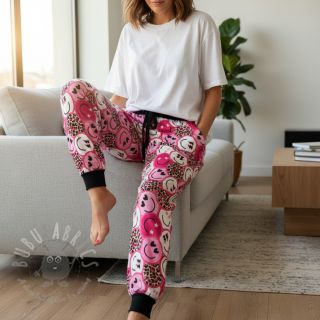 Triko Happy faces pink digital print