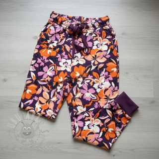 Triko Bright flowers design purple ochre