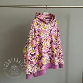 Triko Bright flowers design pink lime