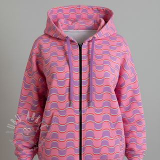 Triko Abstract flowers wave purple digital print