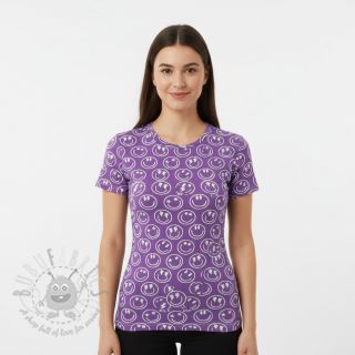 Jersey Happy faces lavender digital print