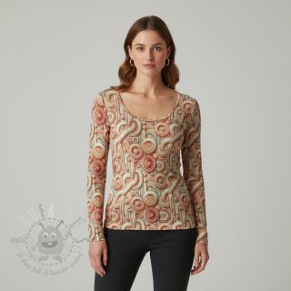 Jersey VISKOZA Unity orange digital print