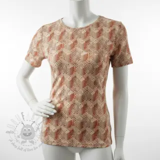 Jersey VISKOZA Structure beige digital print