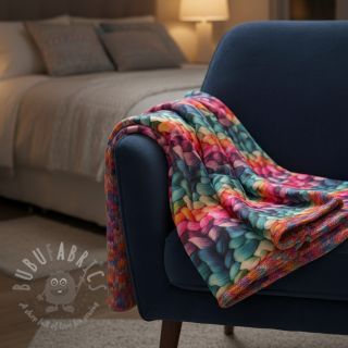 Umjetno krzno TWO SIDE Big knit difur digital print