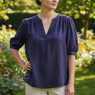 Viskoza s lanom WASHED navy