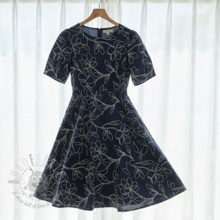 Viskoza s lanom EMBROIDERY Flower Danielle navy