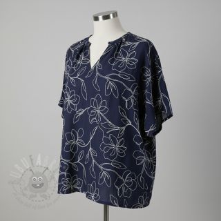 Viskoza s lanom EMBROIDERY Flower Danielle navy