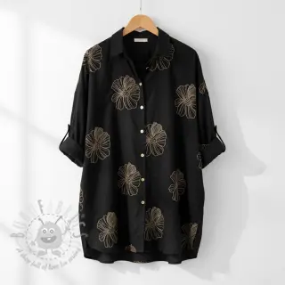 Viskoza s lanom EMBROIDERY Flower Maya black