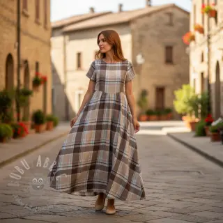 Viskoza s lanom YARN DYED Checks taupe