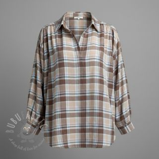 Viskoza s lanom YARN DYED Checks taupe