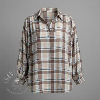 Viskoza s lanom YARN DYED Checks taupe
