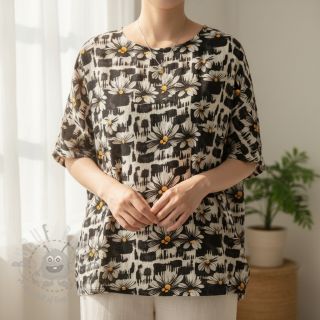 Viskoza s lanom Daisy design A digital print