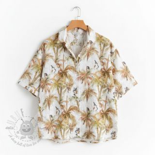 Viskoza s lanom Crane bird design A digital print