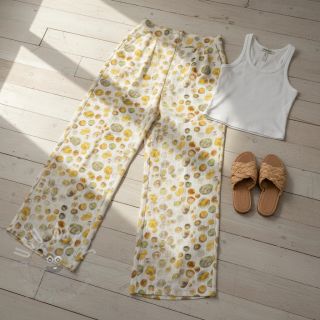 Viskoza s lanom Natural Lin Livy yellow digital print