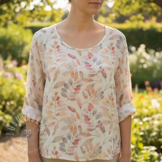 Viskoza s lanom Natural Lin Lissy pink digital print