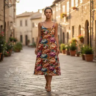Viskoza s lanom Marigold design C digital print