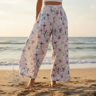 Viskoza s lanom Natural Lin Laurel purple digital print