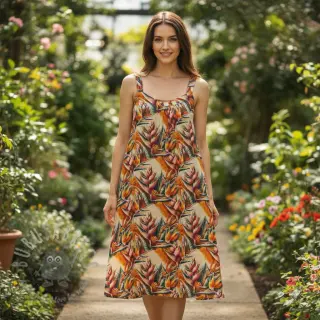 Viskoza s lanom Marigold design A digital print