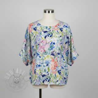 Viskoza s lanom CREPE Flowers blue digital print