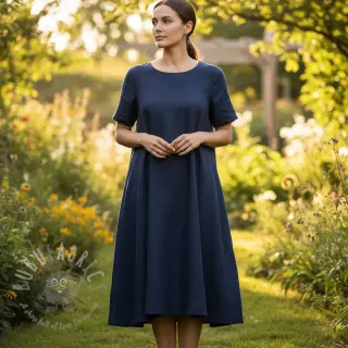 Viskoza s lanom PREMIUM navy blue