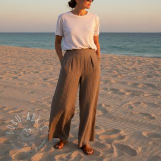 Viskoza s lanom CRINCLE taupe